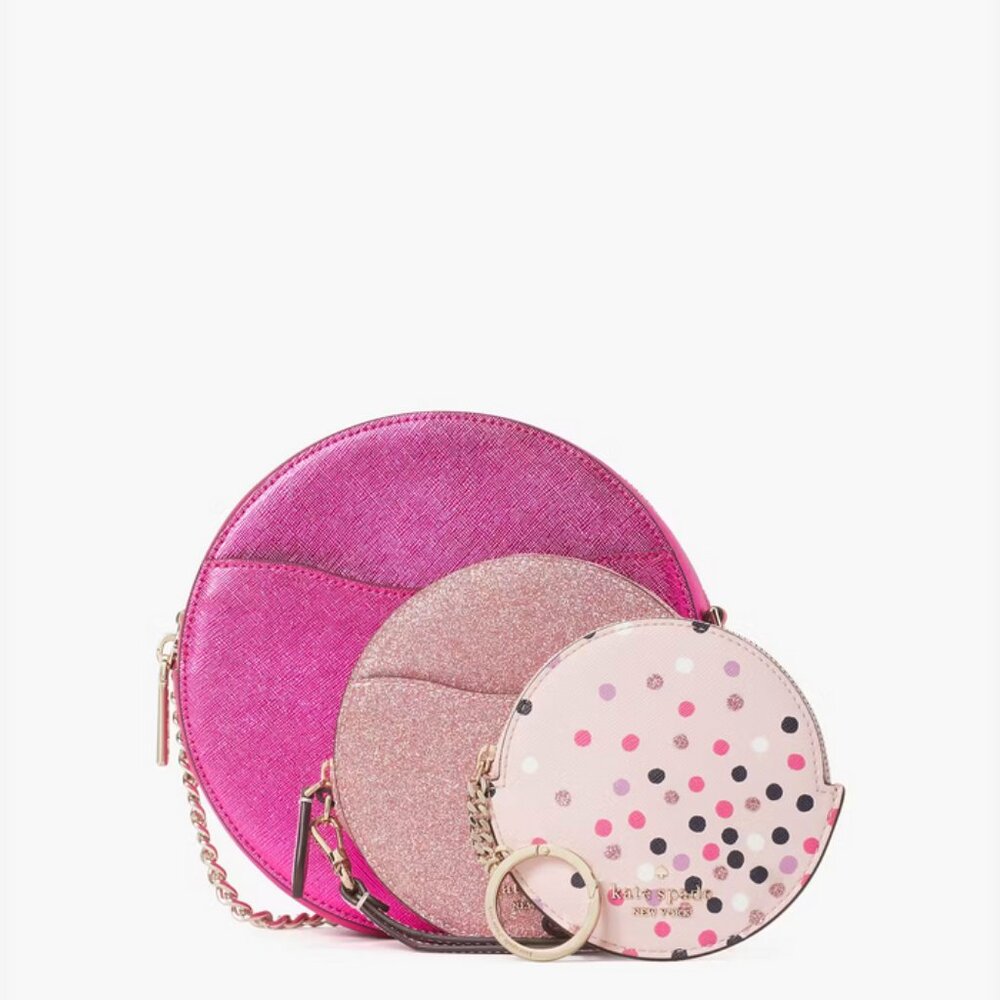 Kate Spade Cindi Triple Crossbody Set Glitter / Festive Confetti Dot 3 Bags in 1